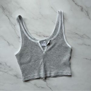 Aritzia TNA XS Grey Waffle Notch Tank